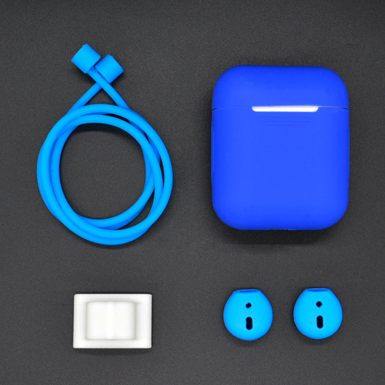 適用於蘋果AirPods 1/2代通用無線耳機保護套套裝 防丟繩+耳機套+掛扣+耳塞套