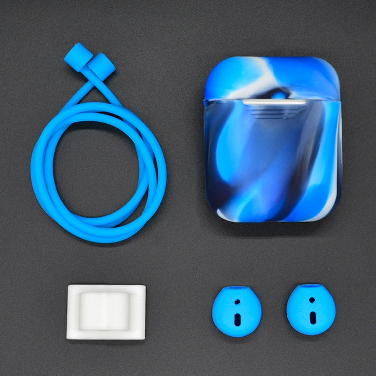 適用於蘋果AirPods 1/2代通用無線耳機保護套套裝 防丟繩+耳機套+掛扣+耳塞套