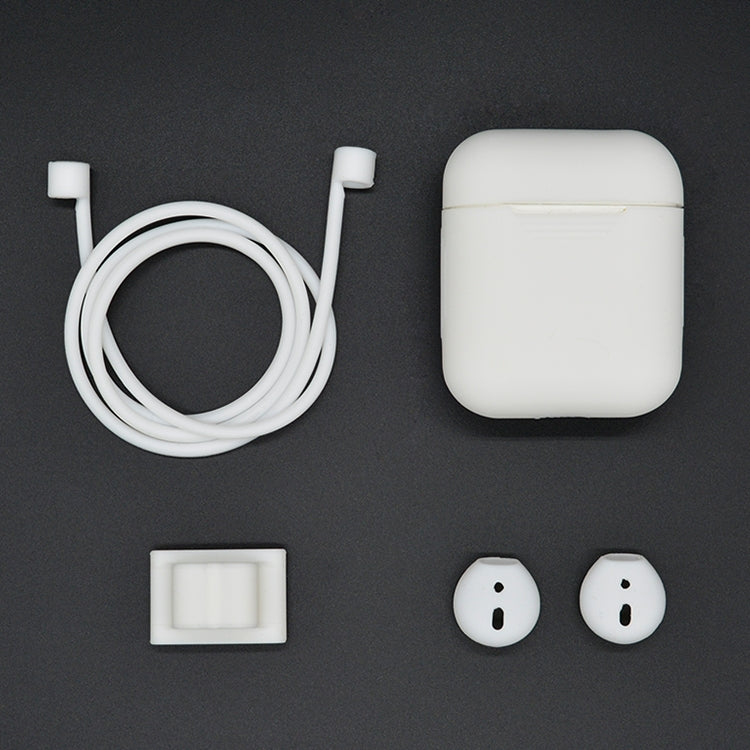 適用於蘋果AirPods 1/2代通用無線耳機保護套套裝 防丟繩+耳機套+掛扣+耳塞套