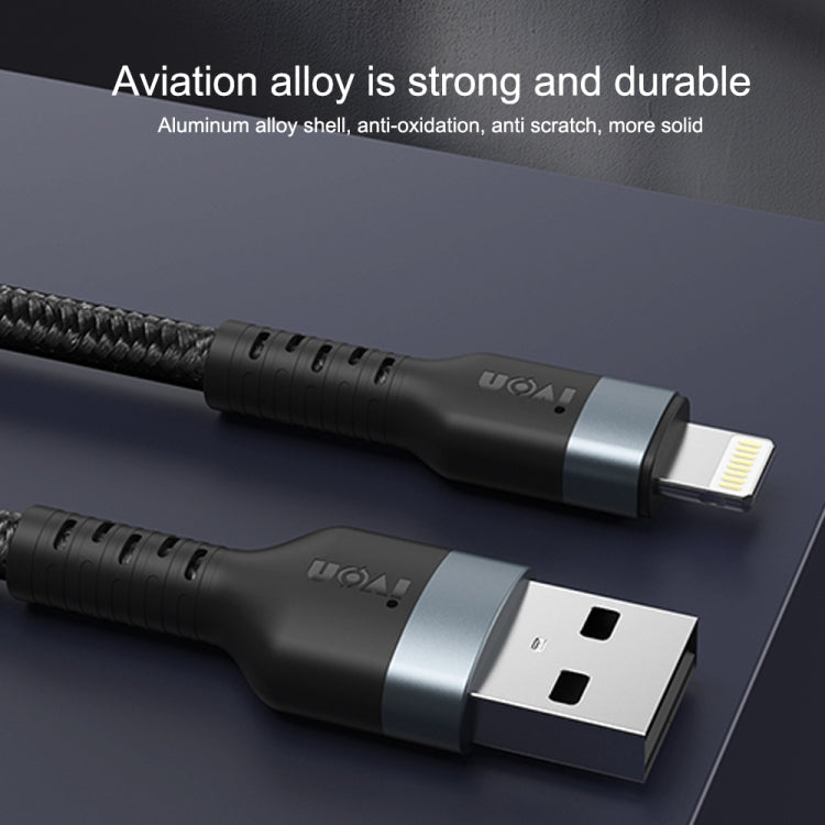 IVON CA88 12W 2.4A USB轉Micro USB 尼龍編織快充數據線，線長：1m