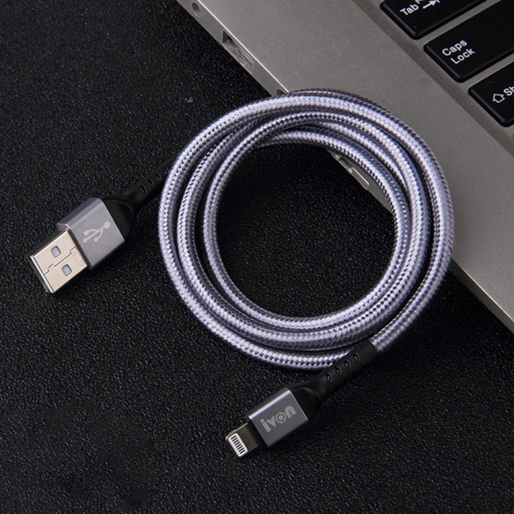 IVON CA89 2.1A USB轉8 Pin 編織快充數據線，線長：1m