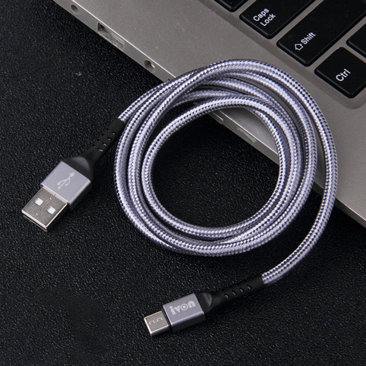 IVON CA89 2.1A USB轉Type-C 編織快充數據線，線長：1m