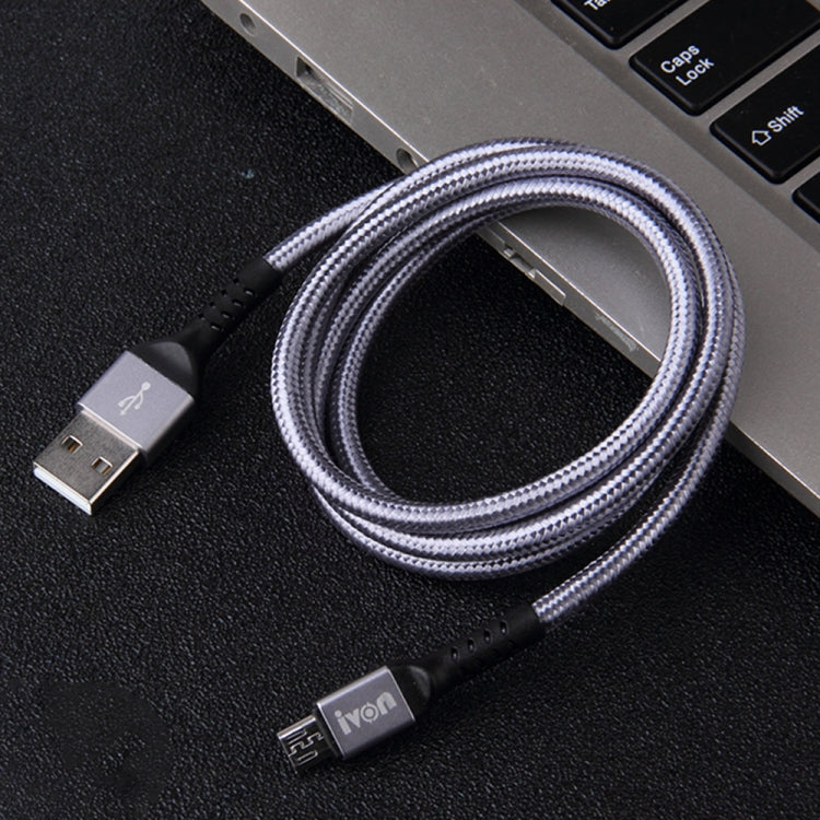 IVON CA89 2.1A USB轉Micro USB 編織快充數據線，線長：1m