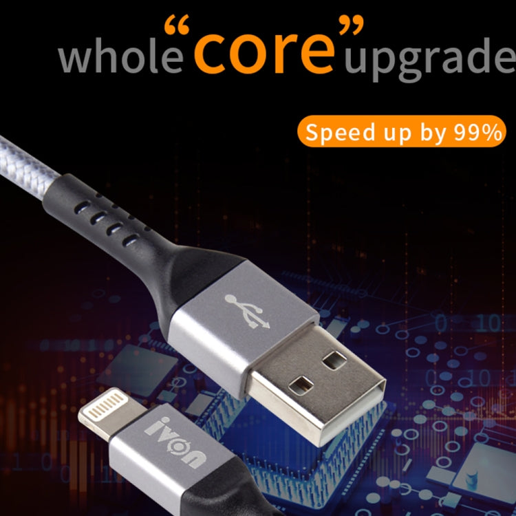 IVON CA89 2.1A USB轉Micro USB 編織快充數據線，線長：1m