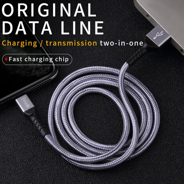 IVON CA89 2.1A USB轉Micro USB 編織快充數據線，線長：1m