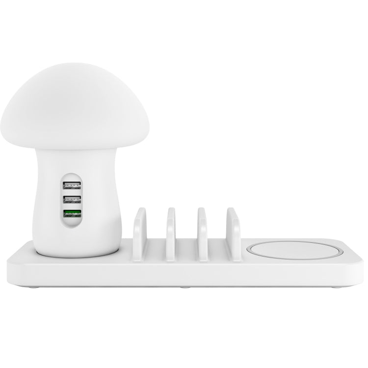 HQ-UD12 通用4合一 40W QC3.0 3個USB接口+無線充手機充電座帶蘑菇LED燈，線長：1.2m，歐規