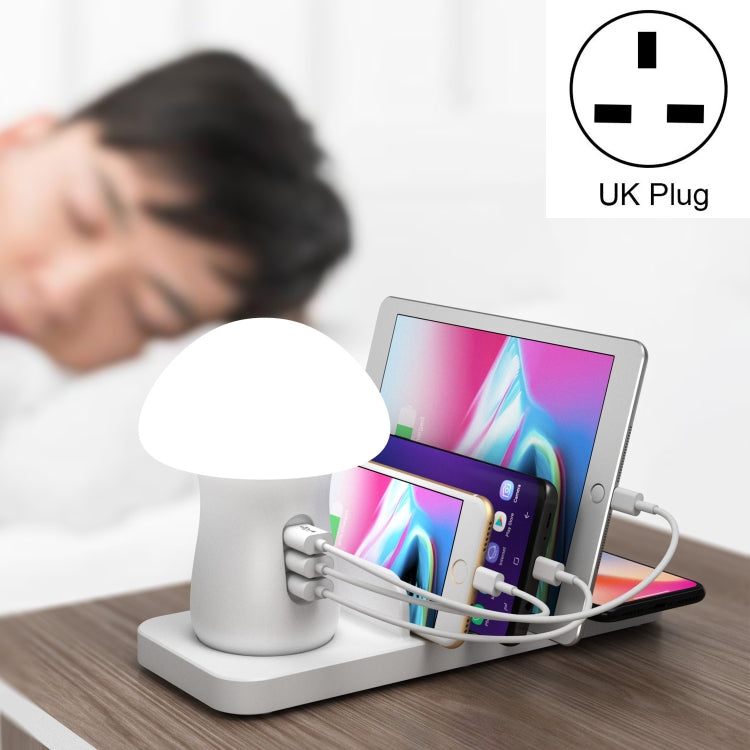 HQ-UD12 通用4合一 40W QC3.0 3個USB接口+無線充手機充電座帶蘑菇LED燈，線長：1.2m，英規