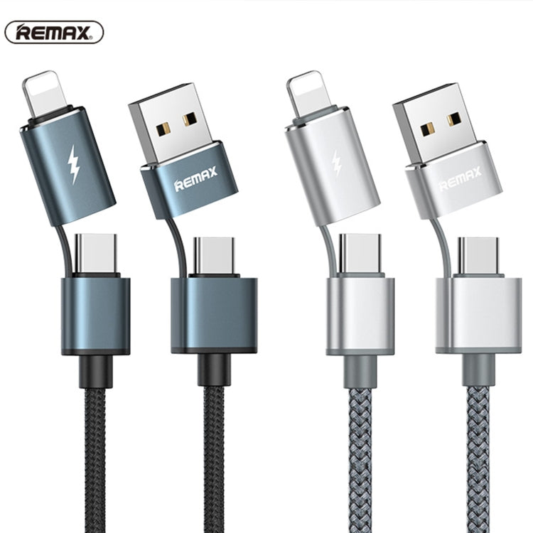 REMAX RC-020t 2.4A 極光四合一8 Pin + USB +2 x Type-C數據充電線 線長：1米