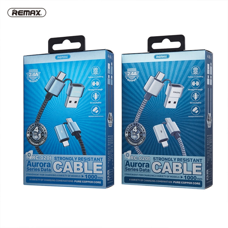REMAX RC-020t 2.4A 極光四合一8 Pin + USB +2 x Type-C數據充電線 線長：1米