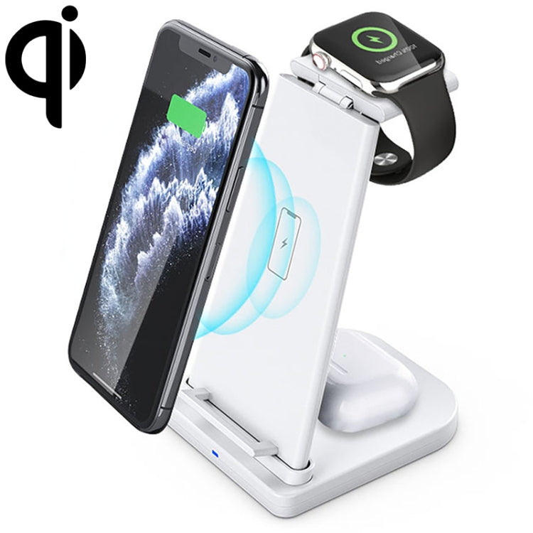 10W 3合一 QC 3.0 立式多功能無線充電器帶支架功能，適用於手機/蘋果手錶/AirPods