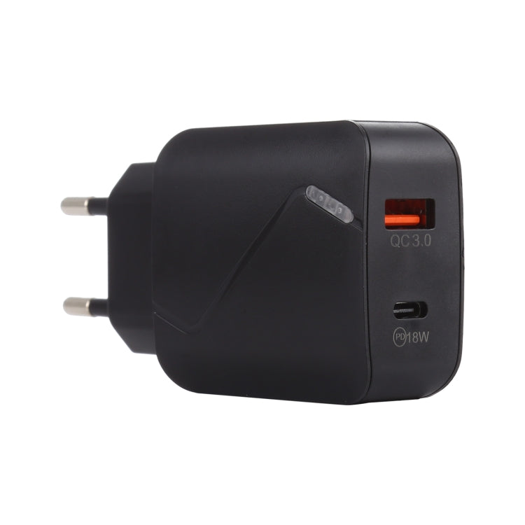 LZ-819A+C QC3.0 USB + PD 18W Type-C接口旅行充帶指示燈，歐規