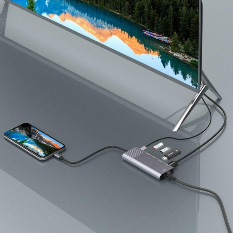 79591 6合1 3口USB2.0 + HDMI + RJ45 + 8Pin充電口轉8Pin公頭 多功能適配器