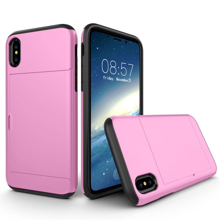 適用於iPhone X / XS TPU+PC滑蓋插卡防摔保護殼