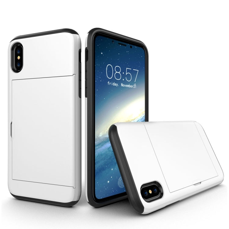 適用於iPhone X / XS TPU+PC滑蓋插卡防摔保護殼