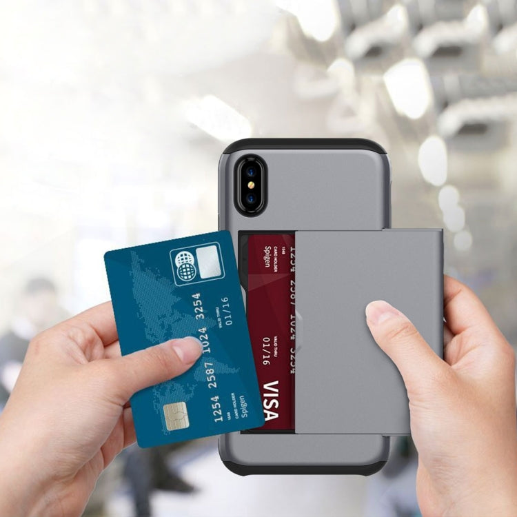 適用於iPhone X / XS TPU+PC滑蓋插卡防摔保護殼
