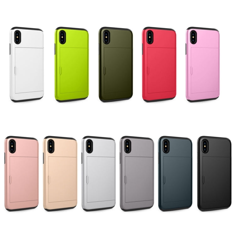 適用於iPhone X / XS TPU+PC滑蓋插卡防摔保護殼