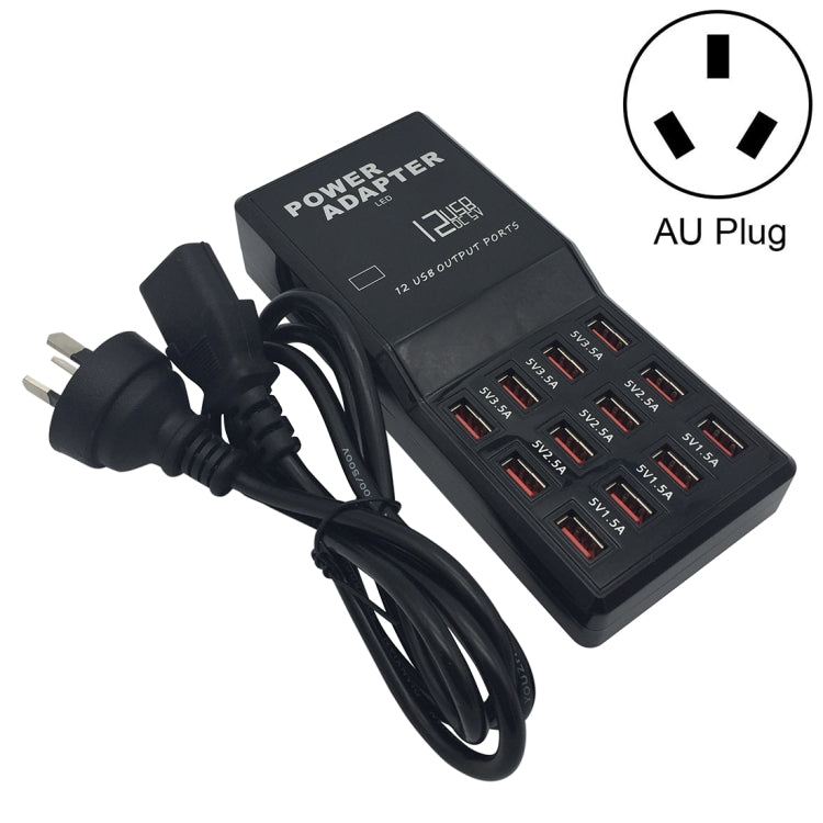 W-858 12A 12口USB桌面式智能充電站 AC100-240V 澳規