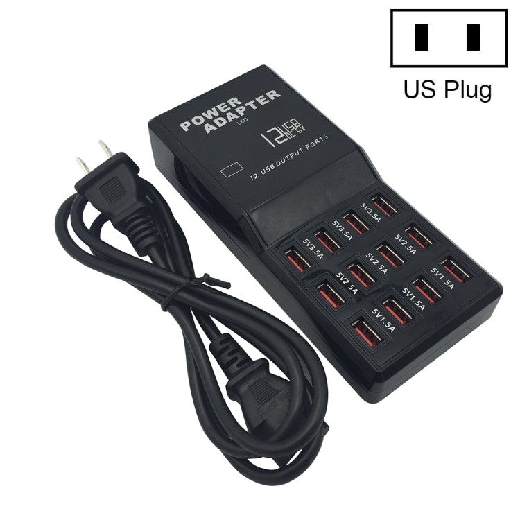 W-858 12A 12口USB桌面式智能充電站 AC100-240V 美規