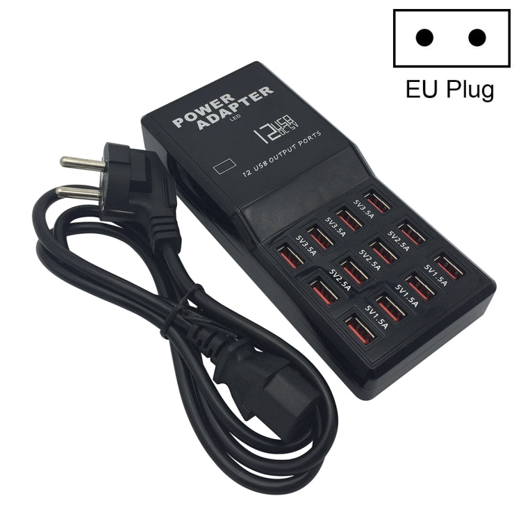 W-858 12A 12口USB桌面式智能充電站 AC100-240V 歐規