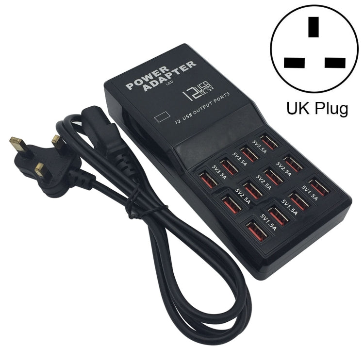 W-858 12A 12口USB桌面式智能充電站 AC100-240V 英規