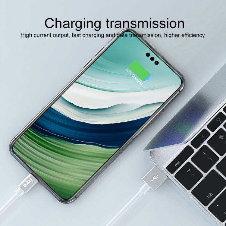 IVON CA73 2.4A Micro USB 閃電快充數據線，線長：2m