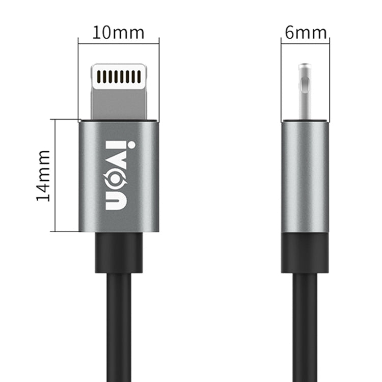 IVON CA73 2.4A Type-C 閃電快充數據線，線長：2m