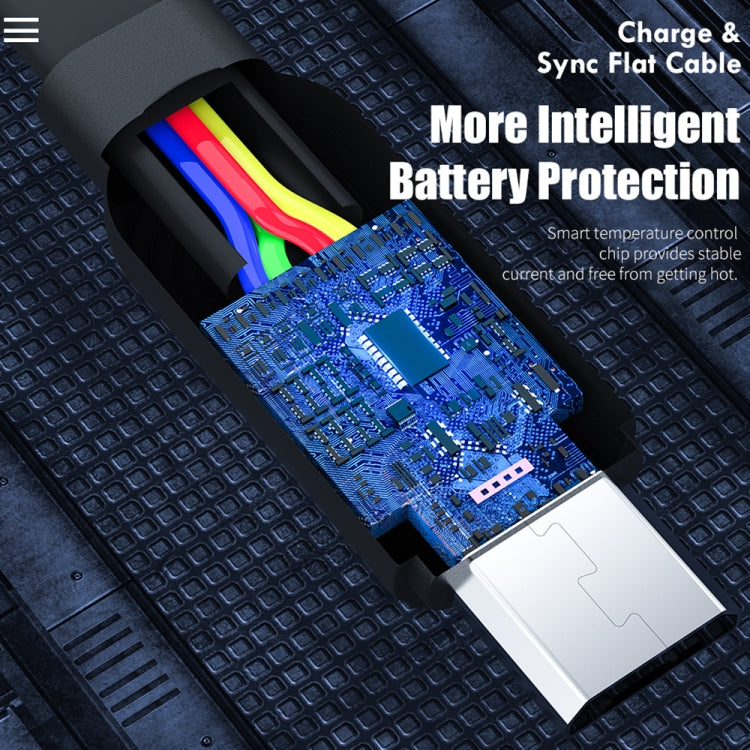 ROCK S5 2A Micro USB 充電+數據同步 TPE扁平數據線，線長：1m