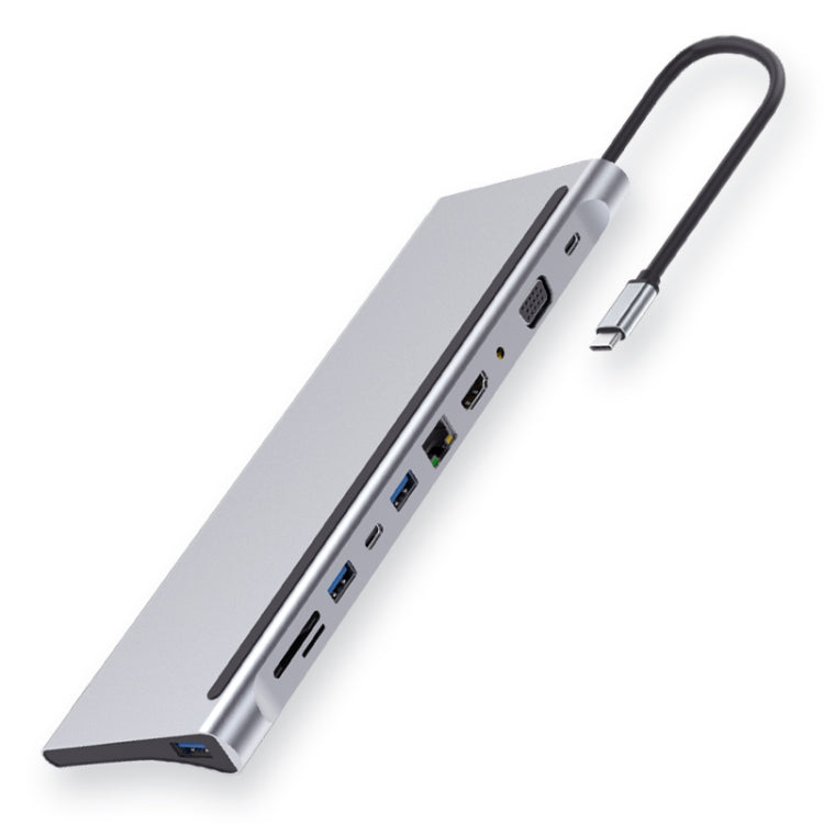 11合1 RJ45+87W PD+SD/TF+USBx3+HDMI+VGA+音頻轉Type-C HUB擴展塢