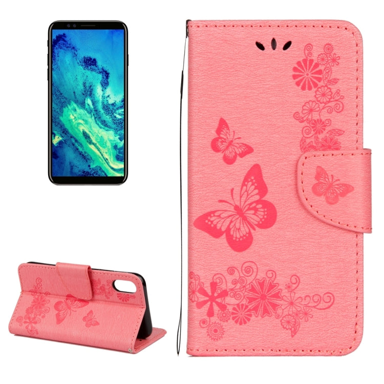 適用於蘋果iPhone X / XS 壓花大蝴蝶圖案左右開皮套 帶支架&卡槽&錢包&手繩