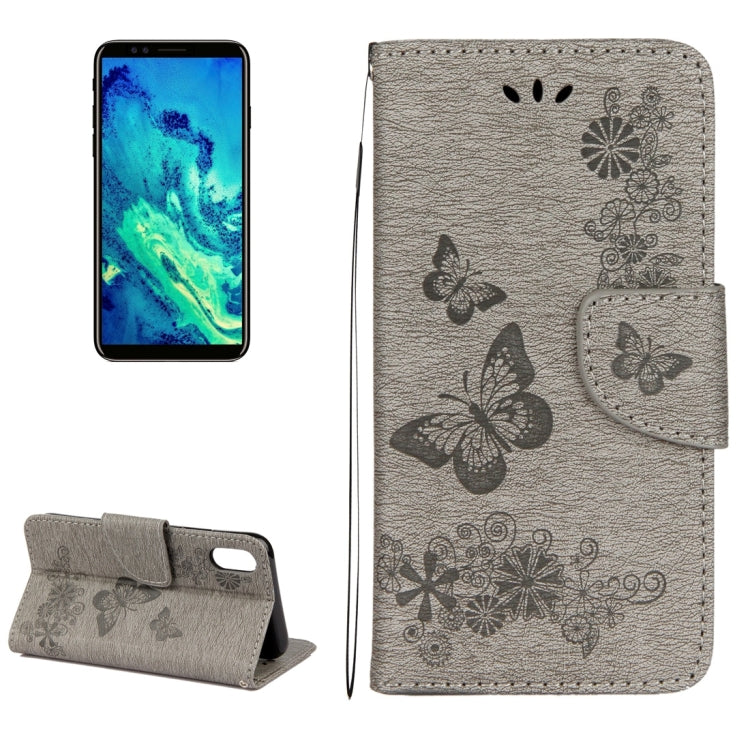 適用於蘋果iPhone X / XS 壓花大蝴蝶圖案左右開皮套 帶支架&卡槽&錢包&手繩