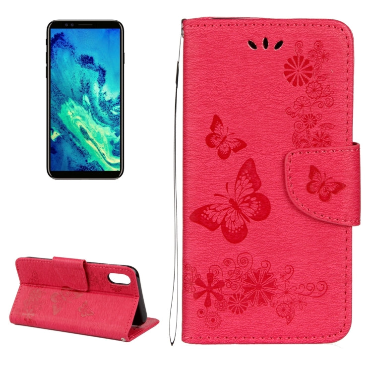 適用於蘋果iPhone X / XS 壓花大蝴蝶圖案左右開皮套 帶支架&卡槽&錢包&手繩