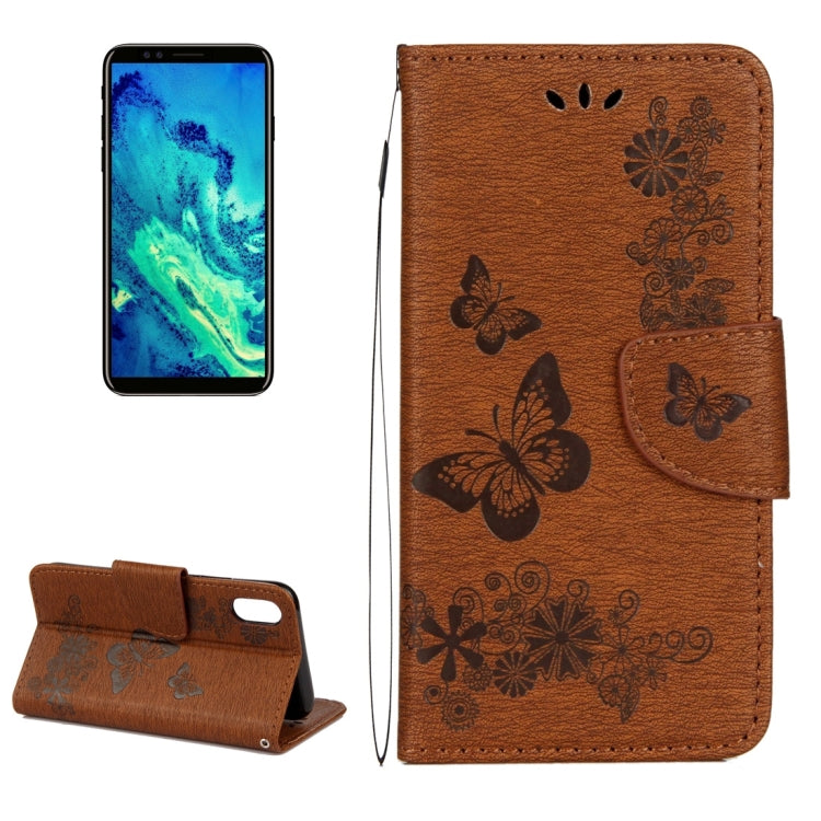 適用於蘋果iPhone X / XS 壓花大蝴蝶圖案左右開皮套 帶支架&卡槽&錢包&手繩