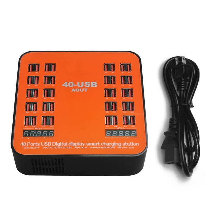 WLX-840 200W 40口USB數顯智能充電站 AC100-240V 美規