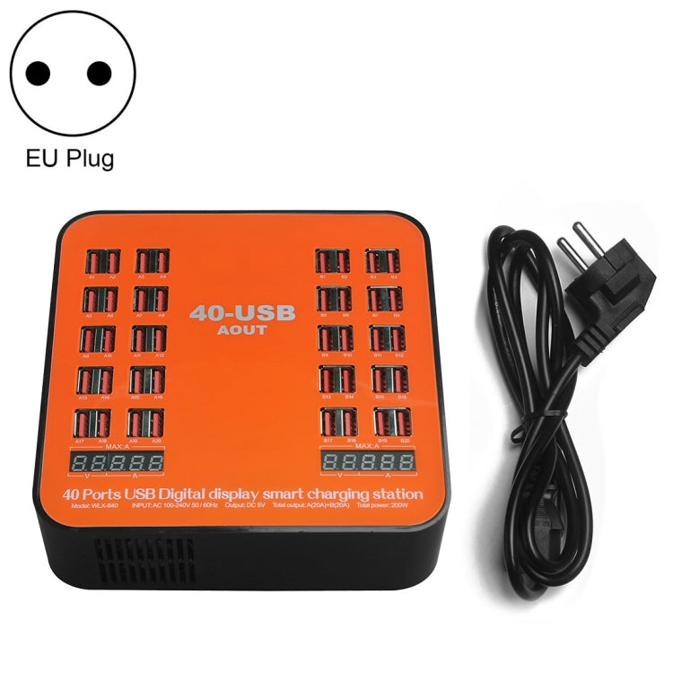WLX-840 200W 40口USB數顯智能充電站 AC100-240V 歐規
