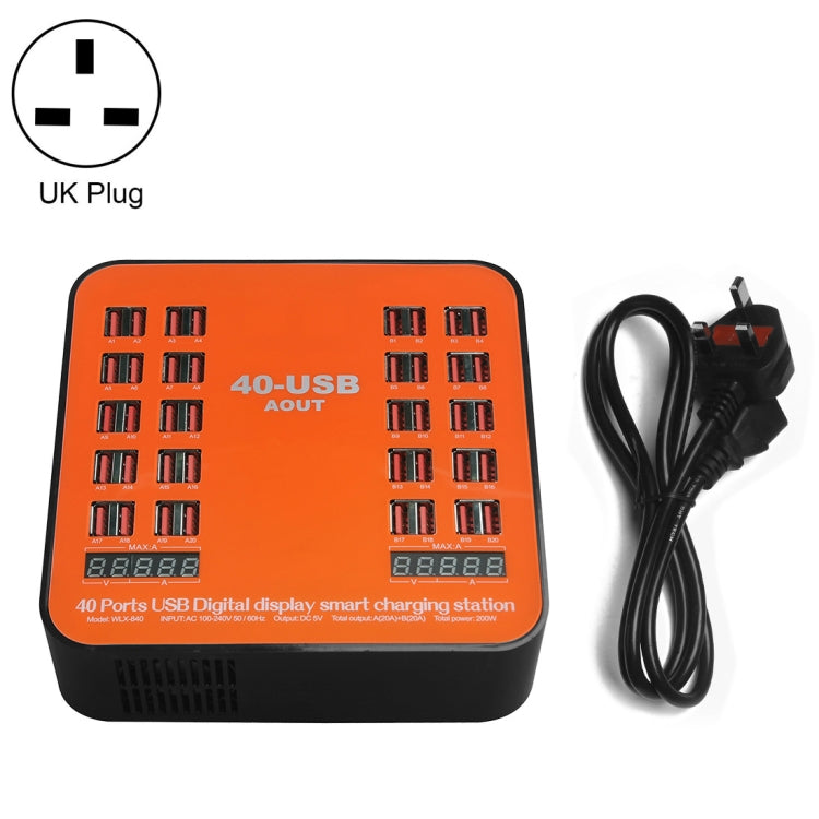 WLX-840 200W 40口USB數顯智能充電站 AC100-240V 英規