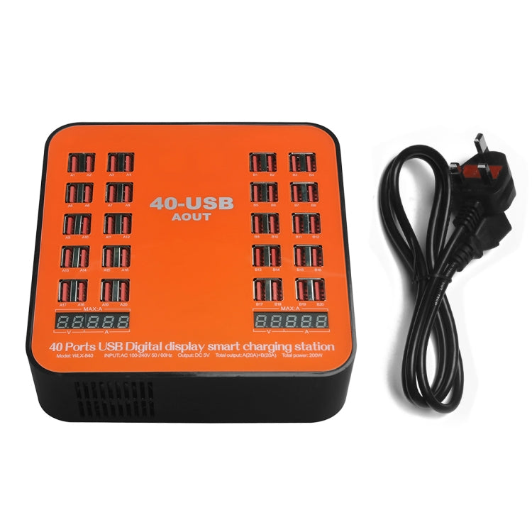 WLX-840 200W 40口USB數顯智能充電站 AC100-240V 英規