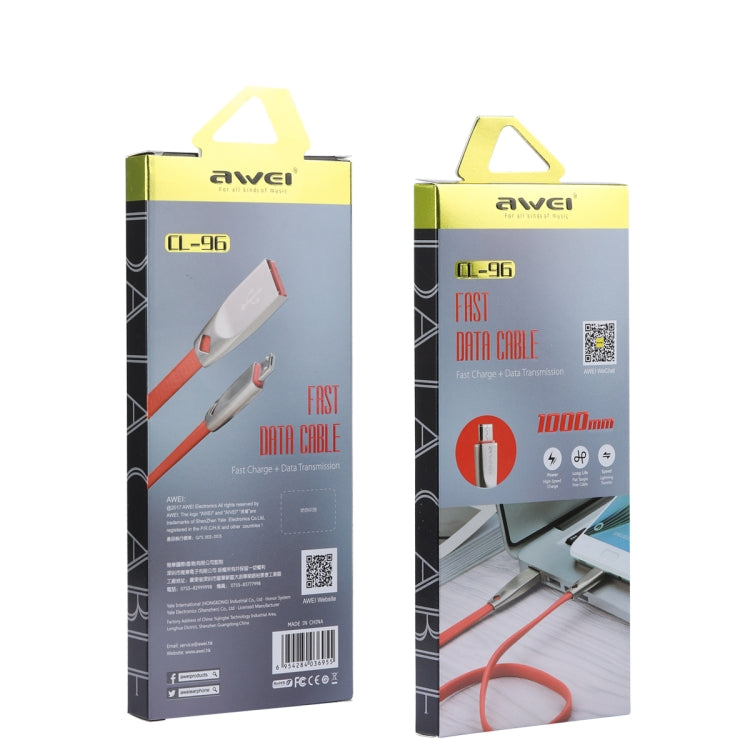AWEI CL-96 USB轉Micro USB 便捷TPE+鋁合金數據線 2A 線長：1m