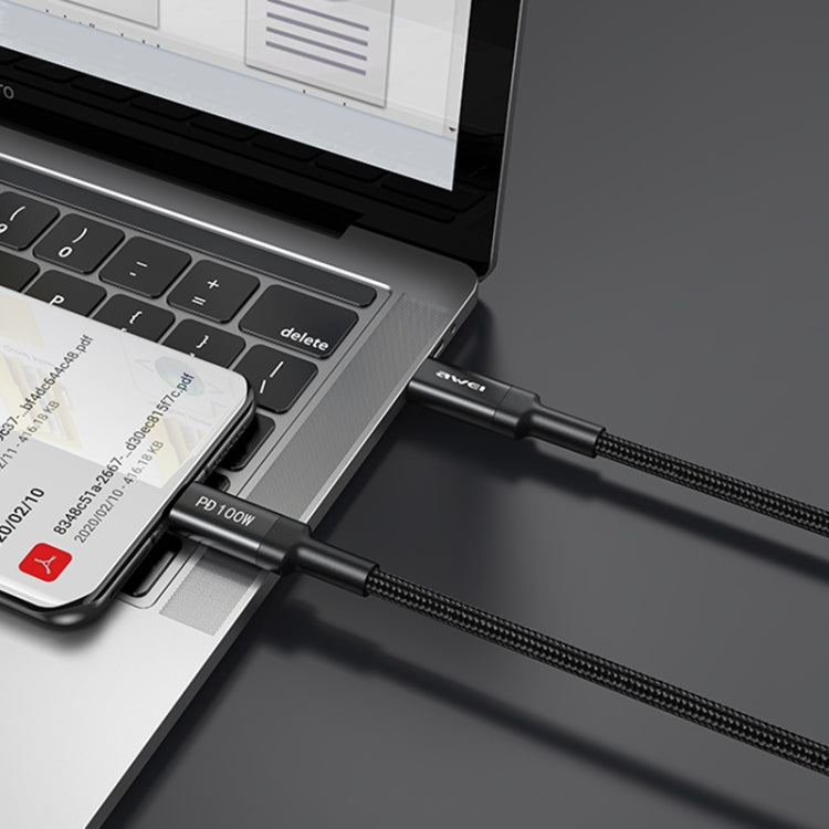 awei CL-117T 1米 5A Type-C 轉 Type-C 快充充電線