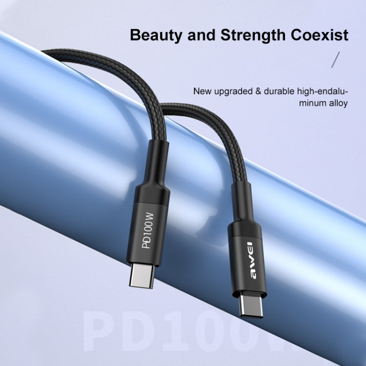 awei CL-117T 1米 5A Type-C 轉 Type-C 快充充電線