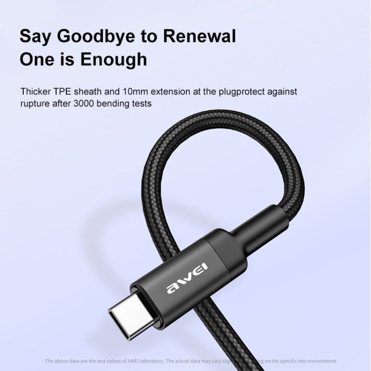 awei CL-117T 1米 5A Type-C 轉 Type-C 快充充電線