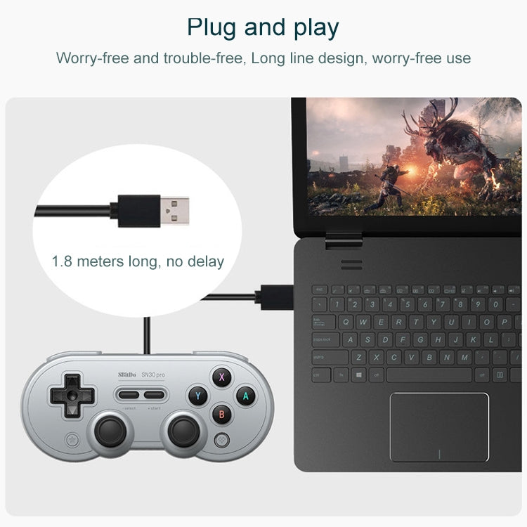 八位堂 SN30 PRO USB有線遊戲手柄操縱桿 適用於Swith / Steam / PC
