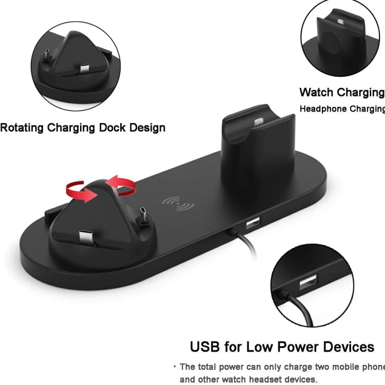 HQ-UD15-升級款6合1無線充電器適用於iPhone，Apple Watch，AirPods和其他安卓手機