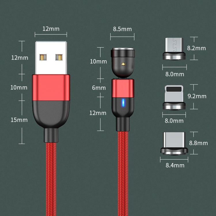 2m 3A 三合一 USB 轉 8 Pin + USB-C / Type-C + Micro USB 540度旋轉磁吸充電數據線