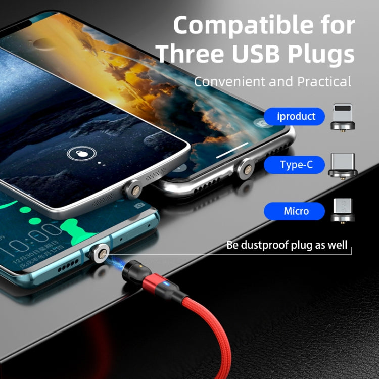 2m 3A 三合一 USB 轉 8 Pin + USB-C / Type-C + Micro USB 540度旋轉磁吸充電數據線