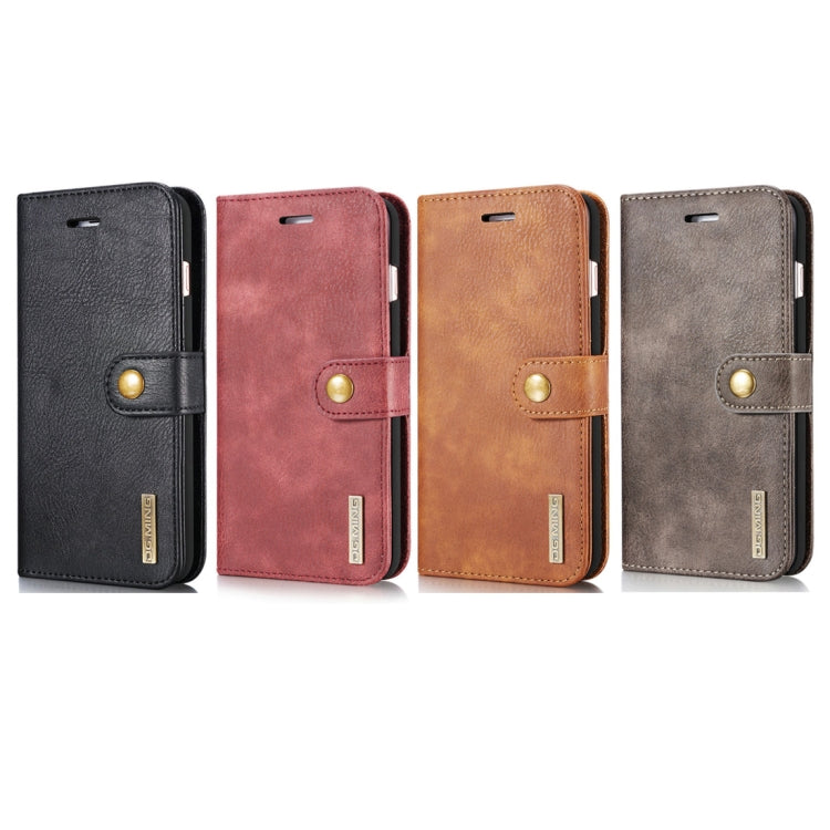 DG.MING 適用於iPhone 8 Plus & 適用於iPhone 7 Plus 兩折牛皮款左右開可拆分磁吸皮套 帶支架&卡槽&錢包, iPhone 8P & 7P