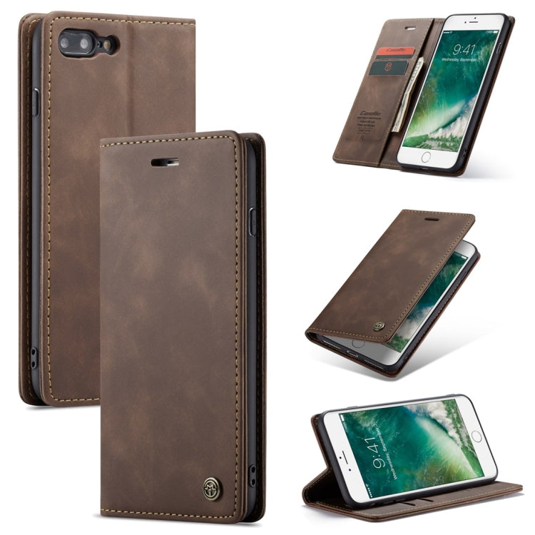 CaseMe-013 適用於iPhone 7 Plus / 8 Plus 多功能復古磨砂左右開皮套，帶支架&卡槽&錢包