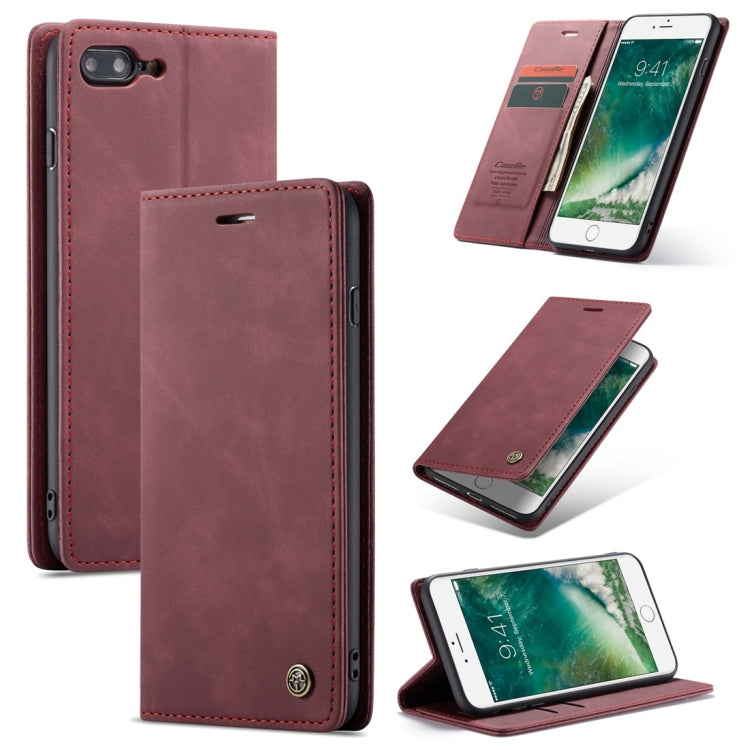 CaseMe-013 適用於iPhone 7 Plus / 8 Plus 多功能復古磨砂左右開皮套，帶支架&卡槽&錢包