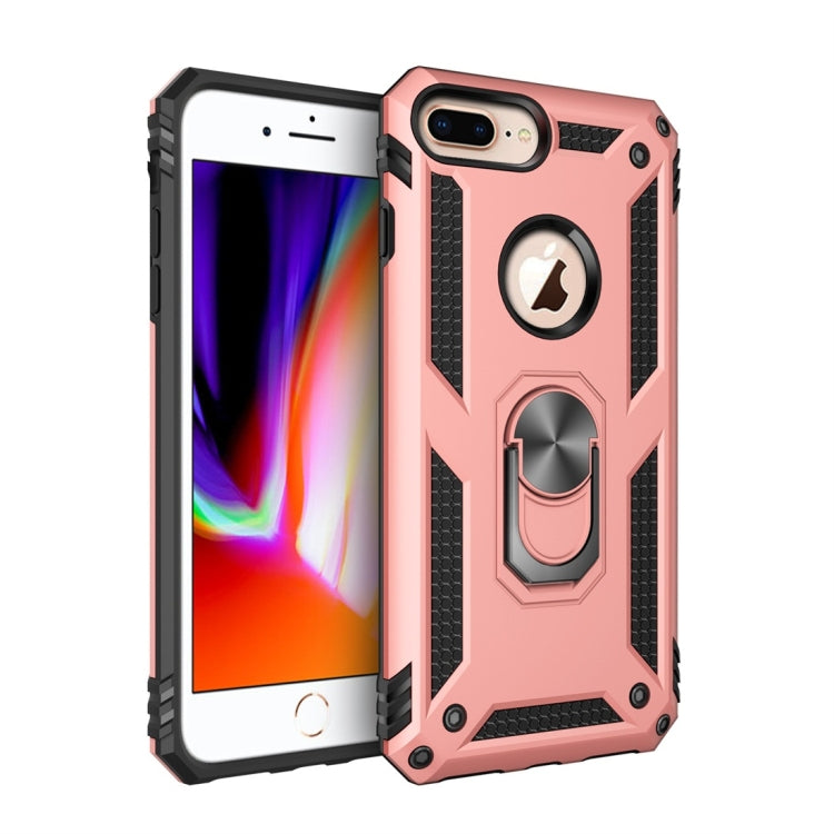 適用於iPhone 7 / 8 Plus TPU + PC軍士盔甲防摔保護殼，帶360度旋轉支架