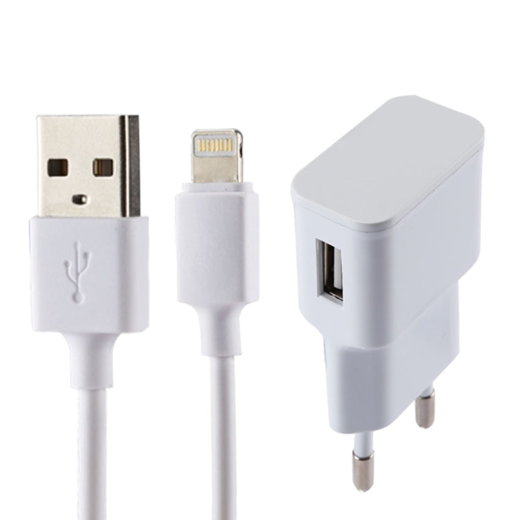 5V 2.1A 智能USB充電器帶1m長8Pin充電線，歐規