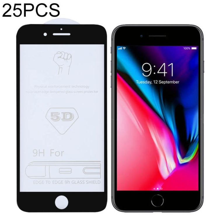 25片裝 適用於iPhone 7 Plus / 8 Plus 9H 5D全屏全膠大弧邊鋼化貼膜